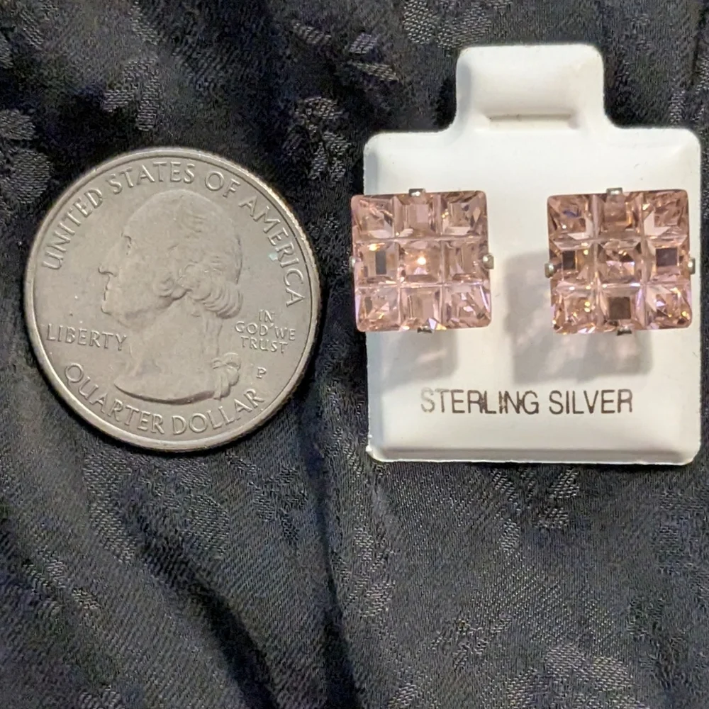 🆕 Pink Simulated Topaz CZ Earrings 925 Sterling Silver Earrings - Picture 9 of 9